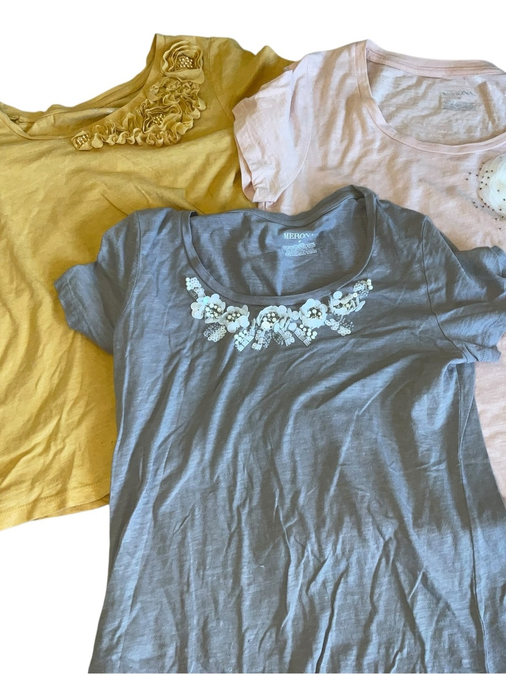 Merona Gray Embellished Scoop Neck Tee - Women's Short Sleeve